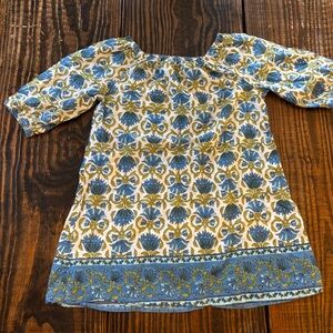 Pink Chicken Blue and Yellow Floral Kids Dress